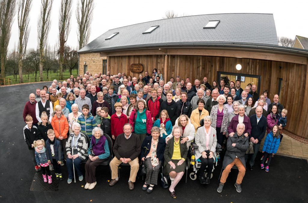 Galhampton residents gathered outside the village hall